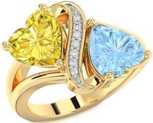 Diamond Platinum & Yellow Gold Two Heart Promise Ring