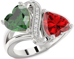 Diamond Silver Two Heart Promise Ring