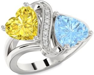 Diamond Platinum Two Heart Promise Ring