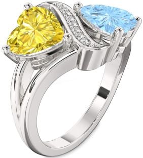 Diamond Platinum Two Heart Promise Ring