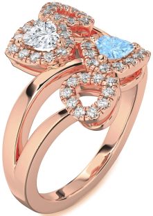 Diamond Rose Gold Two Heart Promise Ring