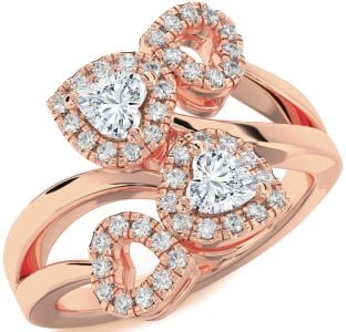 Diamond Rose Gold Two Heart Ring