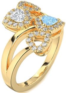 Diamond Gold Two Heart Promise Ring