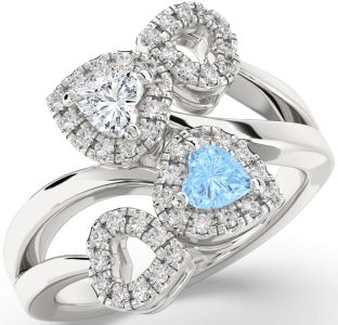 Diamond Platinum Two Heart Promise Ring