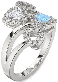 Diamond Platinum Two Heart Promise Ring