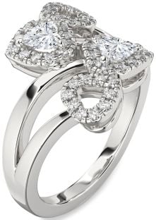 Diamond White Gold Two Heart Ring