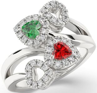 Diamond Silver Two Heart Promise Ring