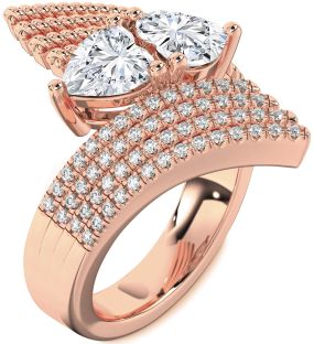 Diamond Rose Gold Two Heart Ring