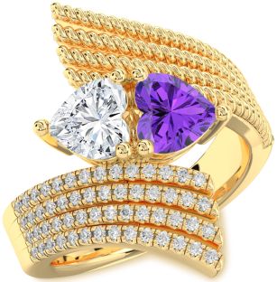 Diamond Gold Two Heart Promise Ring
