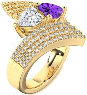 Diamond Gold Two Heart Promise Ring