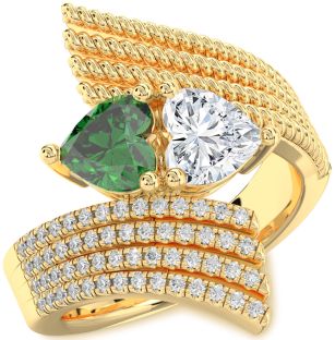 Diamond Gold Two Heart Promise Ring