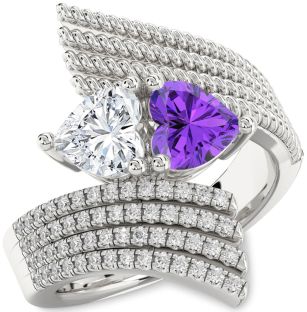 Diamond Platinum Two Heart Promise Ring
