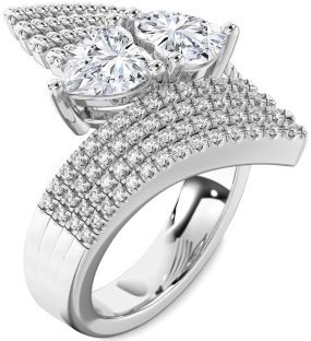 Diamond White Gold Two Heart Ring