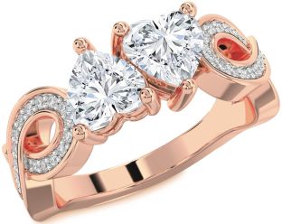 Diamond Rose Gold Infinity Two Heart Ring