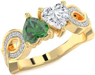 Diamond Gold Infinity Two Heart Promise Ring