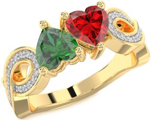 Diamond Gold Infinity Two Heart Promise Ring