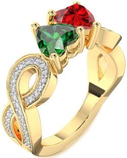 Diamond Gold Infinity Two Heart Promise Ring