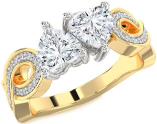Diamond Platinum & Yellow Gold Infinity Two Heart Ring