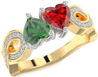 Diamond Gold Silver Infinity Two Heart Promise Ring