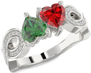 Diamond Silver Infinity Two Heart Promise Ring