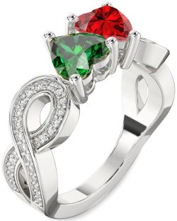 Diamond Platinum Infinity Two Heart Promise Ring