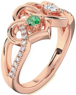 Diamond Rose Gold Heart Two Stone Promise Ring