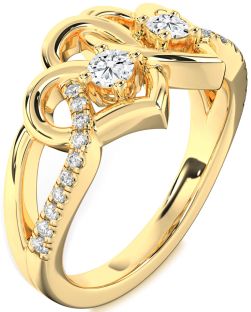 Diamond Gold Heart Two Stone Ring