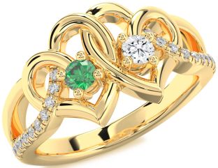 Diamond Gold Heart Two Stone Promise Ring