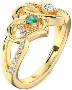 Diamond Gold Heart Two Stone Promise Ring
