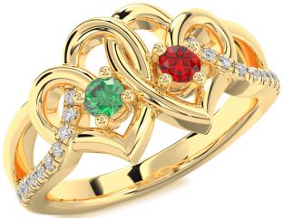 Diamond Gold Heart Two Stone Promise Ring