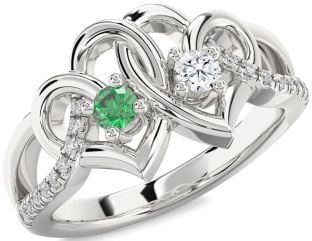 Diamond Platinum Heart Two Stone Promise Ring