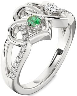 Diamond Platinum Heart Two Stone Promise Ring