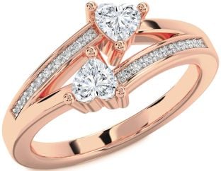 Diamond Rose Gold Two Heart Ring