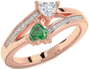 Diamond Rose Gold Two Heart Promise Ring