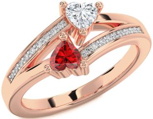 Diamond Rose Gold Two Heart Promise Ring