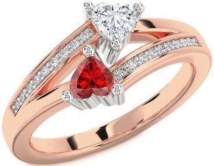 Diamond White Rose Gold Two Heart Promise Ring