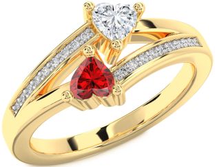 Diamond Gold Two Heart Promise Ring
