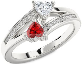 Diamond Platinum Two Heart Promise Ring