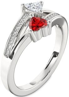 Diamond Silver Two Heart Promise Ring