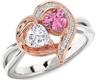 Diamond White Rose Gold Two Heart Promise Ring