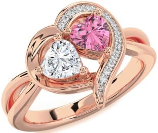 Diamond Rose Gold Two Heart Promise Ring