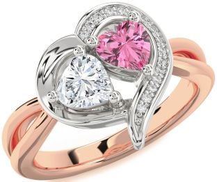 Diamond White Rose Gold Two Heart Promise Ring