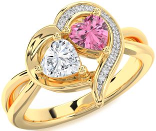 Diamond Gold Two Heart Promise Ring