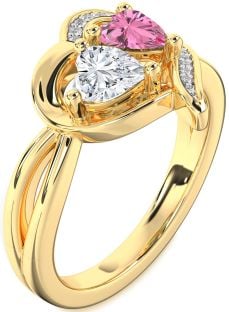 Diamond Gold Two Heart Promise Ring