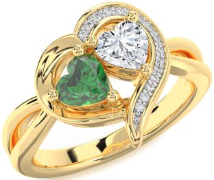 Diamond Gold Two Heart Promise Ring
