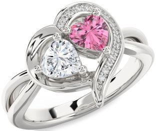 Diamond Platinum Two Heart Promise Ring