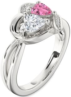 Diamond Silver Two Heart Promise Ring