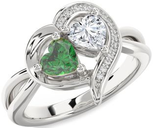 Diamond Silver Two Heart Promise Ring