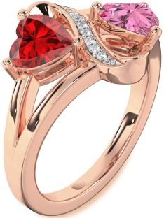 Diamond Rose Gold Infinity Two Heart Promise Ring