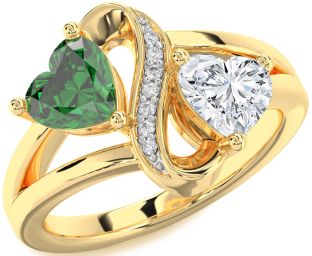 Diamond Gold Silver Infinity Two Heart Promise Ring